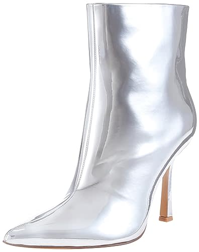 The Drop Women's Gail Heeled Ankle Boot Silver Mirror, 6.5