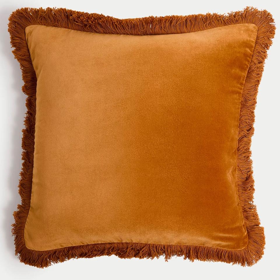 M&S Velvet Fringed Cushion