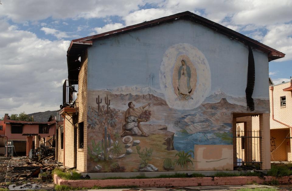 A building in the abandoned Ruben Salazar housing complex located on 311 South Eucalyptus street caught on fire on Oct. 1, 2023. The complex is currently undergoing a $93 million renovation by the Housing Opportunity Management Enterprises.