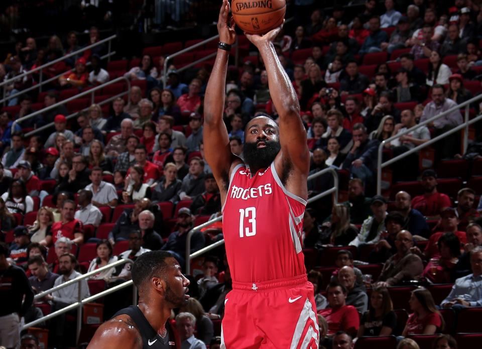 James Harden led the way as Houston set the NBA 3-point record for a single game. (Getty)