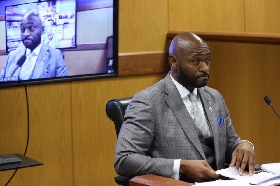 Fulton County Special Prosecutor Nathan Wade looks on during a hearing in the case of State of Georgia v. Donald John Trump at the Fulton County Courthouse in Atlanta, Georgia, USA, 15 February 2024 (EPA)