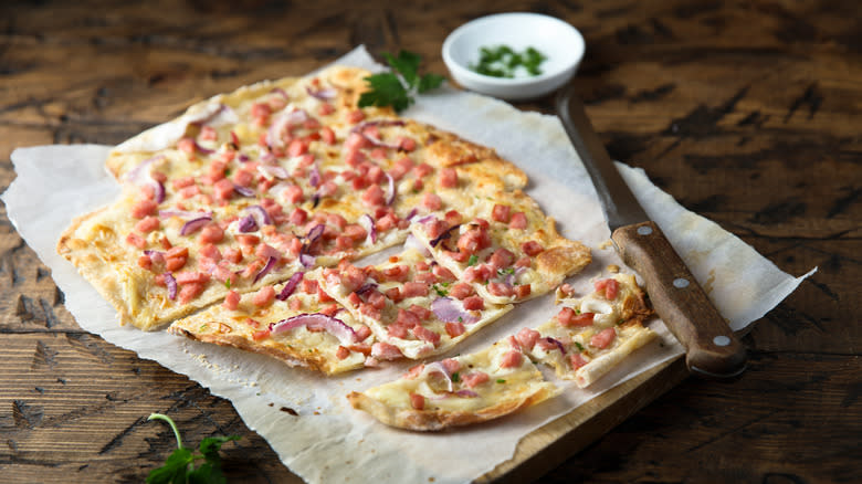 French German Flammkuchen plated