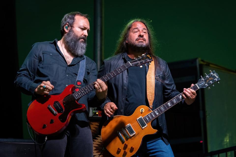 Benji Shanks and Paul Jackson of Blackberry Smoke perform during the Republic of Texas Motorcycle Rally (ROT Rally) at Circuit of the Americas on June 12, 2021, in Austin, Texas.