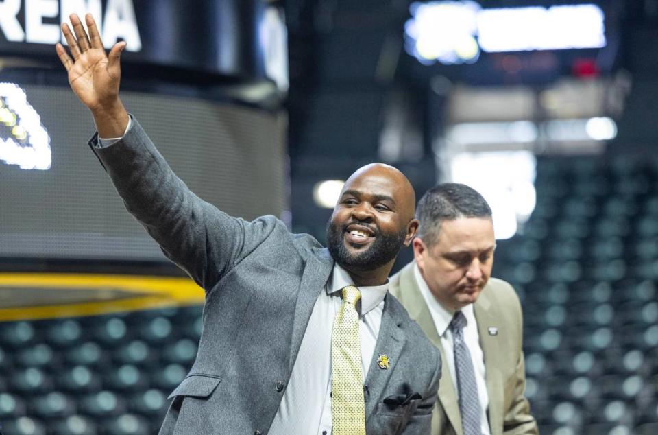 Terry Nooner was introduced as the new women’s basketball coach at WIchita State on Thursday. Nooner was recently an assist on the KU women’s team that recently won the WNIT championship.