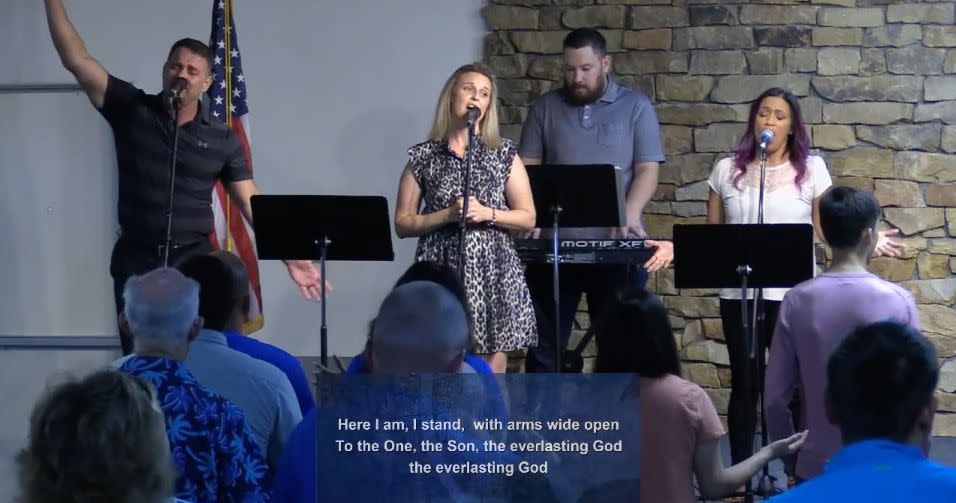 Singers perform at Calvary Chapel of San Antonio during a church service on June 21. (Photo: Calvary Chapel of San Antonio / Vimeo / Screenshot)