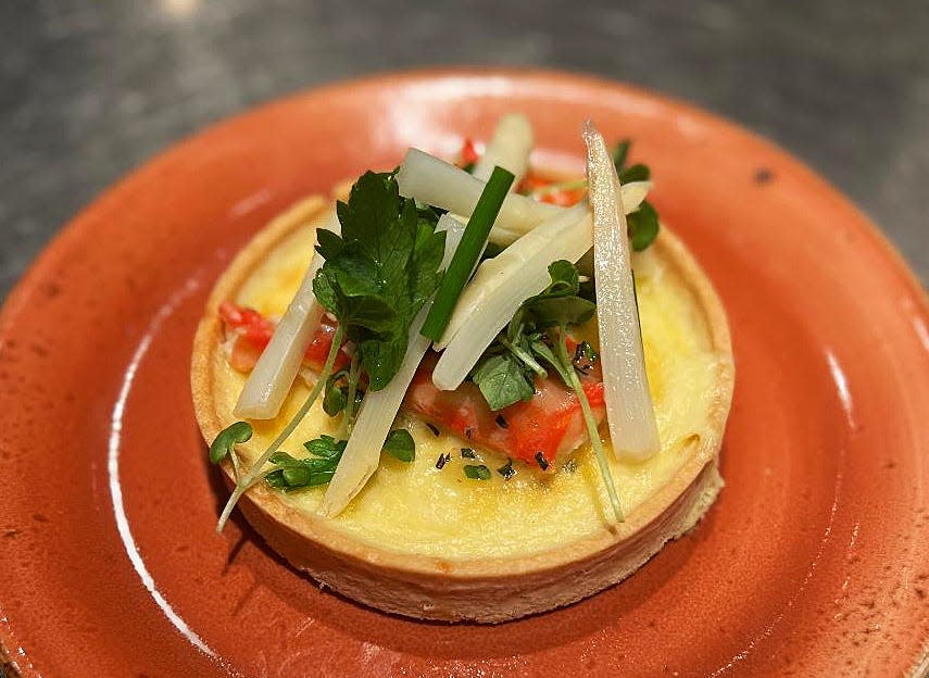 Salsify-and-king crab tart at Meat Market.