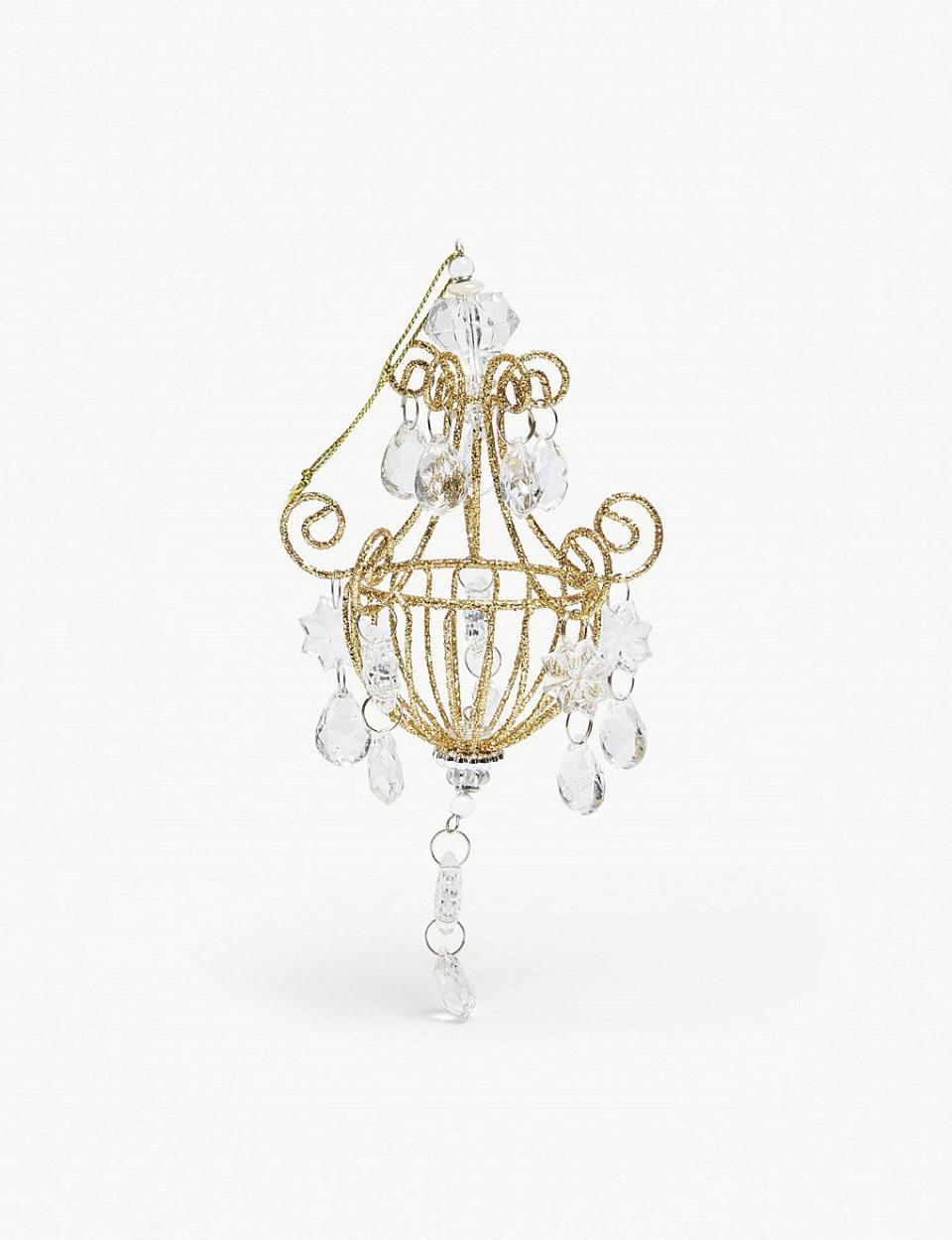 <p><a rel="nofollow noopener" href="http://www.selfridges.com/GB/en/cat/christmas-chandelier-bauble_200-3000674-TD1543/" target="_blank" data-ylk="slk:BUY NOW;elm:context_link;itc:0;sec:content-canvas" class="link ">BUY NOW</a></p><p><strong>Christmas Chandelier Bauble, £12, Selfridges</strong></p>