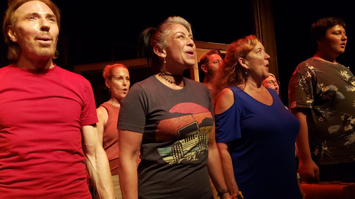 The cast of "Titanic the Musical" rehearses on Sept. 17, 2022 at Palm Canyon Theatre in Palm Springs, Calif.