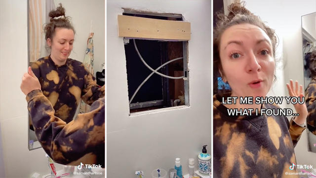 Woman's eerie find behind mirror after feeling 'cold air