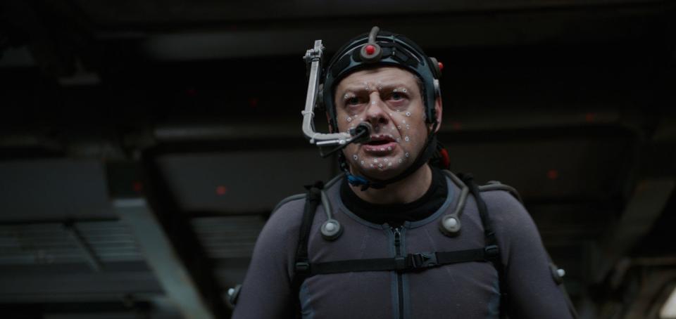 Andy Serkis in mo-cap gear as Caesar (Credit: Fox)