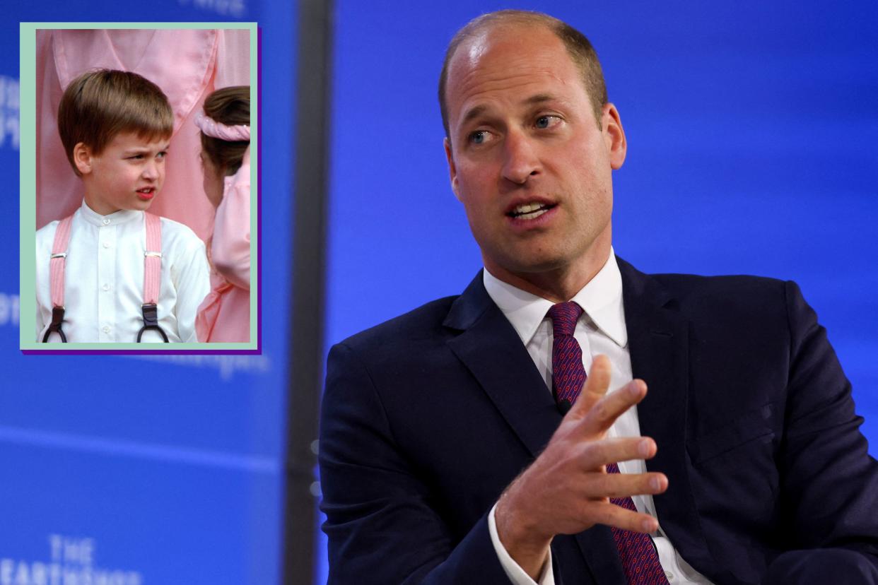  Prince William as A Pageboy At The Society Wedding Of Miss Camilla Dunne To The Honourable Rupert Soames At Hereford Cathedral split layour with Prince William speaking during the second Earthshot Prize Innovation Summit in New York City . 