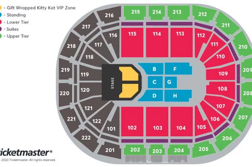 Manchester AO Arena seating map for Girls Aloud 2024 UK and Ireland tour