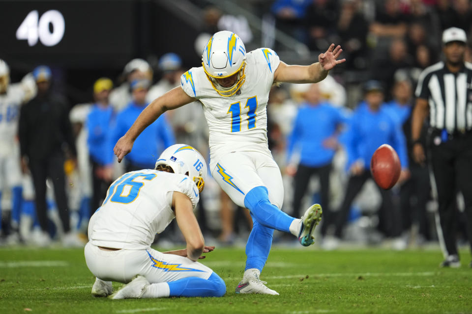 Cameron Dicker #11 of the Los Angeles Chargers