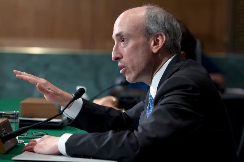 Commodity Futures Trading Commission Chair Gensler testifies at a Senate Banking, Housing and Urban Affairs Committee hearing on Capitol Hill