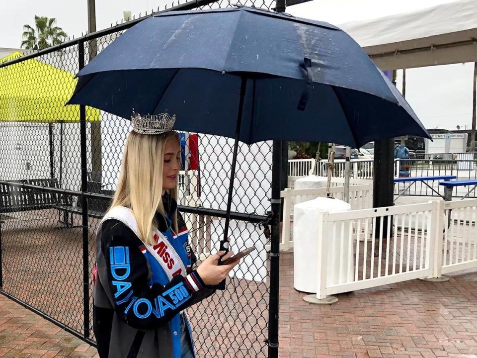 Madison Marsh, the Daytona 500 honorary pace car driver and Miss America 2024, will have to wait a day to make her laps around Daytona International Speedway. Because of constant rain, the race was postponed from Sunday, Feb. 18, 2024, to Monday, Feb. 19, 2024.