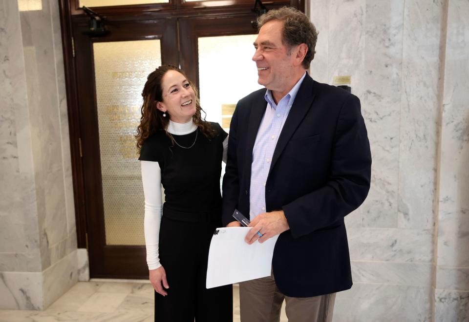 Ann King and her husband, former House Minority Leader Brian King, smile after he filed to run for governor at the Capitol in Salt Lake City, on Wednesday, Jan. 3, 2024. | Kristin Murphy, Deseret News