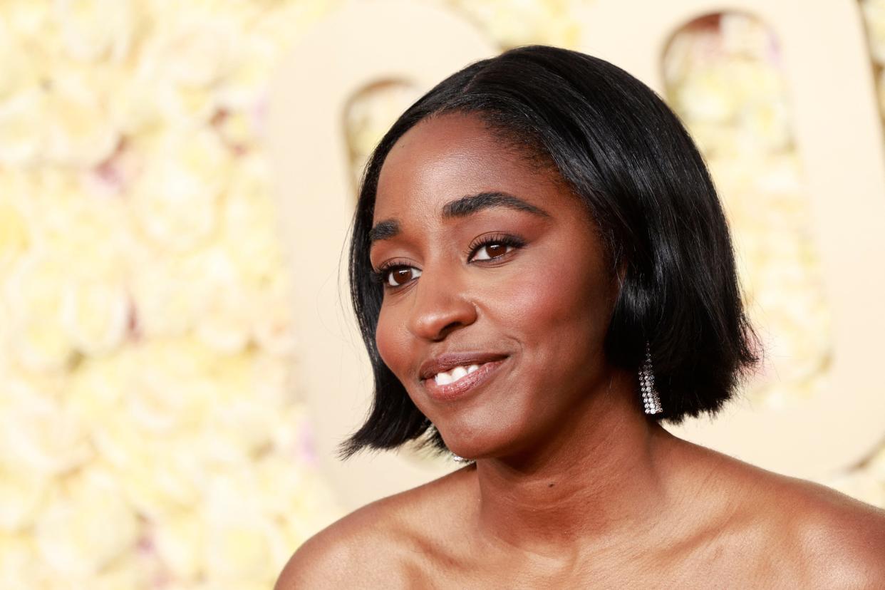 "The Bear" star Ayo Edebiri delivered a heartwarming speech when she won best actress in a TV comedy at the Golden Globe Awards on Sunday night.