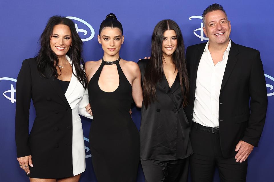 Heidi D'Amelio, Dixie D'Amelio, Charli D'Amelio and Marc D'Amelio attend the 2022 ABC Disney Upfront at Basketball City - Pier 36 - South Street on May 17, 2022 in New York City.