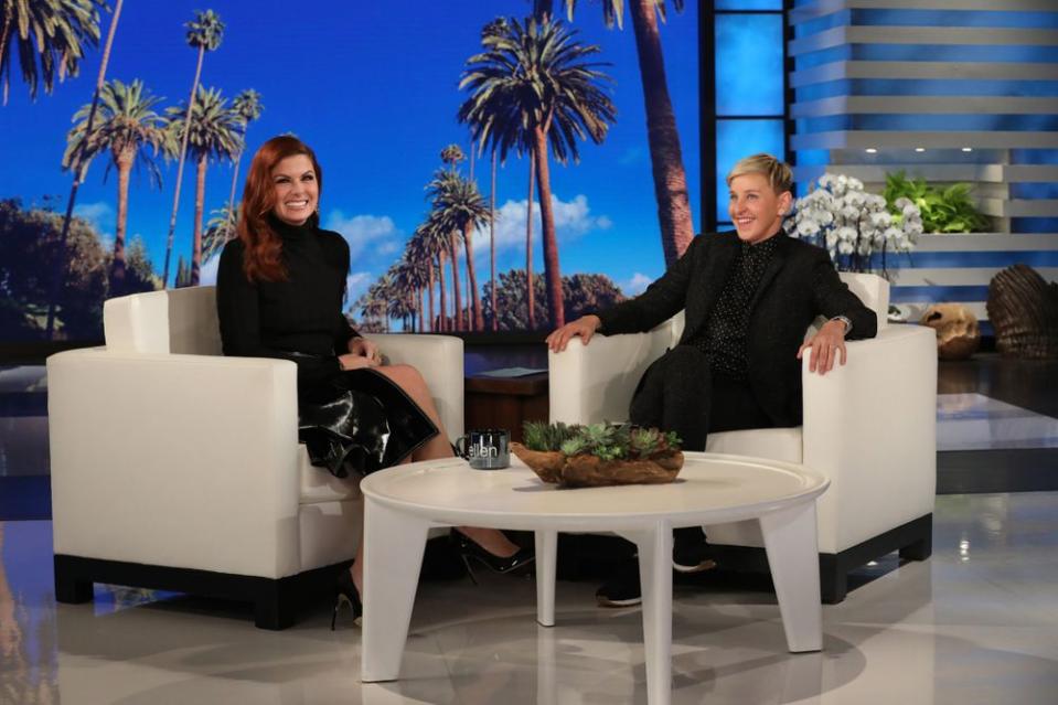 Debra Messing and Ellen DeGeneres