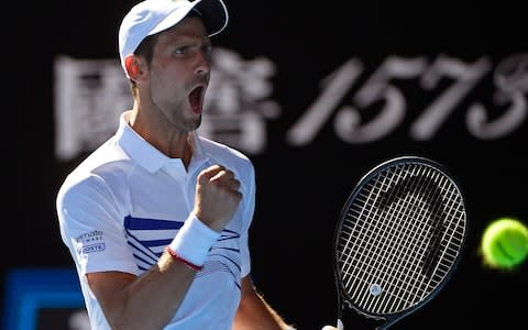 Djokovic celebrates - Credit: AP