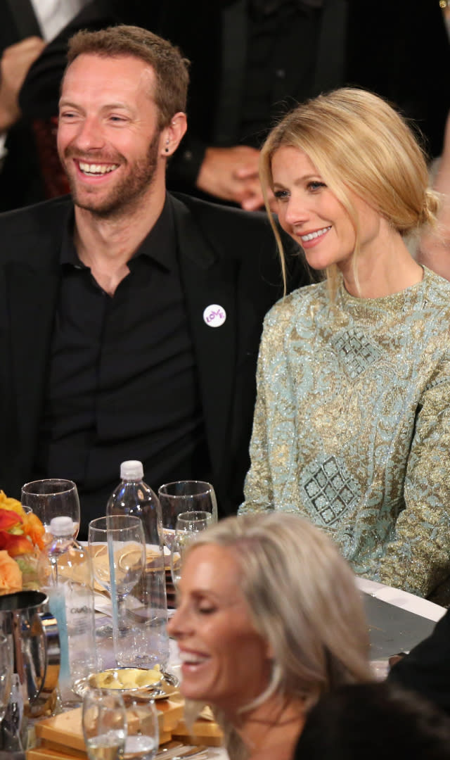 BEVERLY HILLS, CA – JANUARY 12: 71st ANNUAL GOLDEN GLOBE AWARDS — Pictured: Singer Chris Martin and actress Gwyneth Paltrow at the 71st Annual Golden Globe Awards held at the Beverly Hilton Hotel on January 12, 2014. <em>Photo by Christopher Polk/NBC/NBCU Photo Bank/NBC.</em>