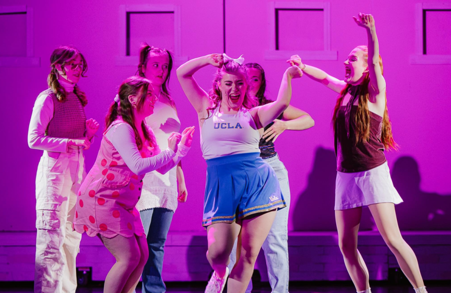 The Greek chorus is led by Amber Whitaker (center, in UCLA top).