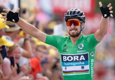 Cycling - Tour de France - The 204.5-km Stage 5 from Lorient to Quimper - July 11, 2018 - BORA-Hansgrohe rider Peter Sagan of Slovakia wins the stage. REUTERS/Stephane Mahe