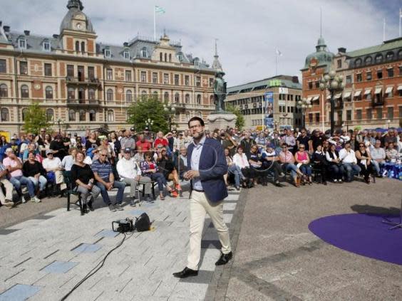 Jimmie Akesson, leader of far-right Sweden Democrats (SD) party, believes Sweden is at war over its national identity (EPA-EFE)