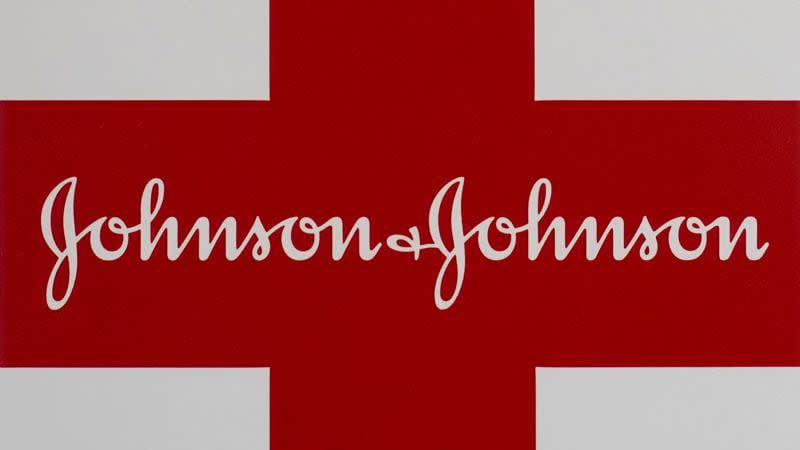 This Feb. 24, 2021 photo shows a Johnson & Johnson logo on the exterior of a first aid kit in Walpole, Mass. (AP Photo/Steven Senne)