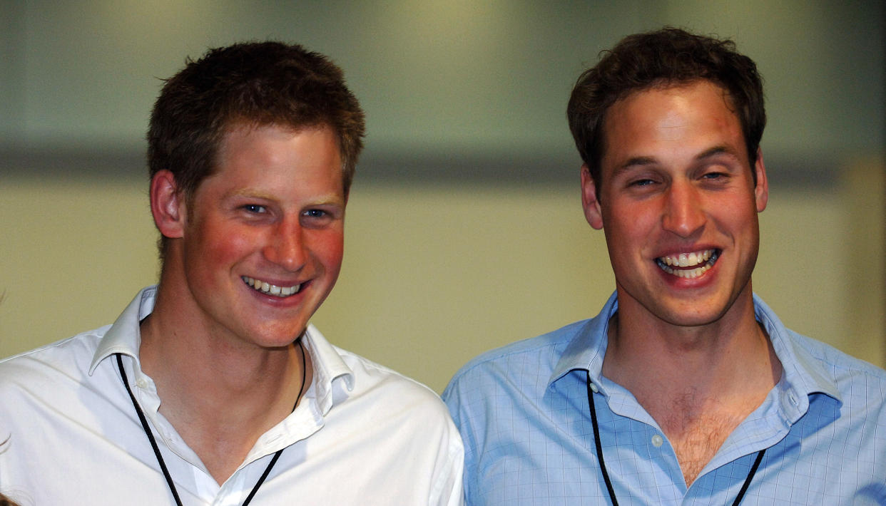 LONDON - JUNE 30: Prince Harry and Prince William attend the preparations for the Concert for Diana at Wembley Stadium on June 30, 2007 in London, England.