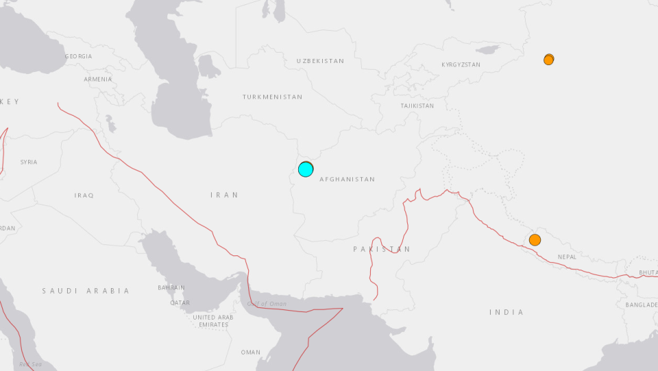 <strong>阿富汗發生規模6.2強震。（圖／翻攝自USGS）</strong>