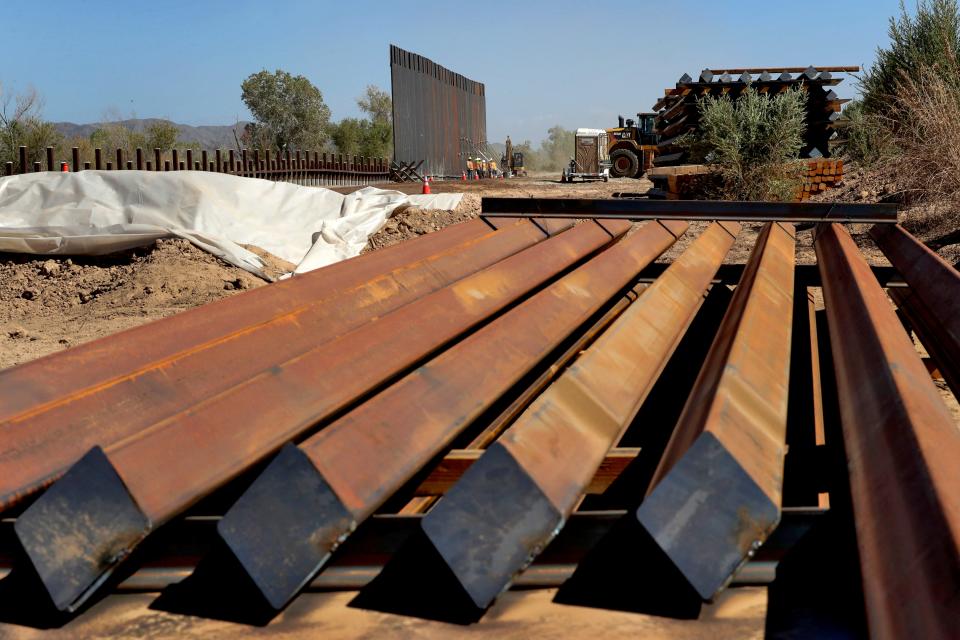 Sections of Pentagon-funded border wall along the Colorado River on Sept. 10, 2019 in Yuma, Arizona.