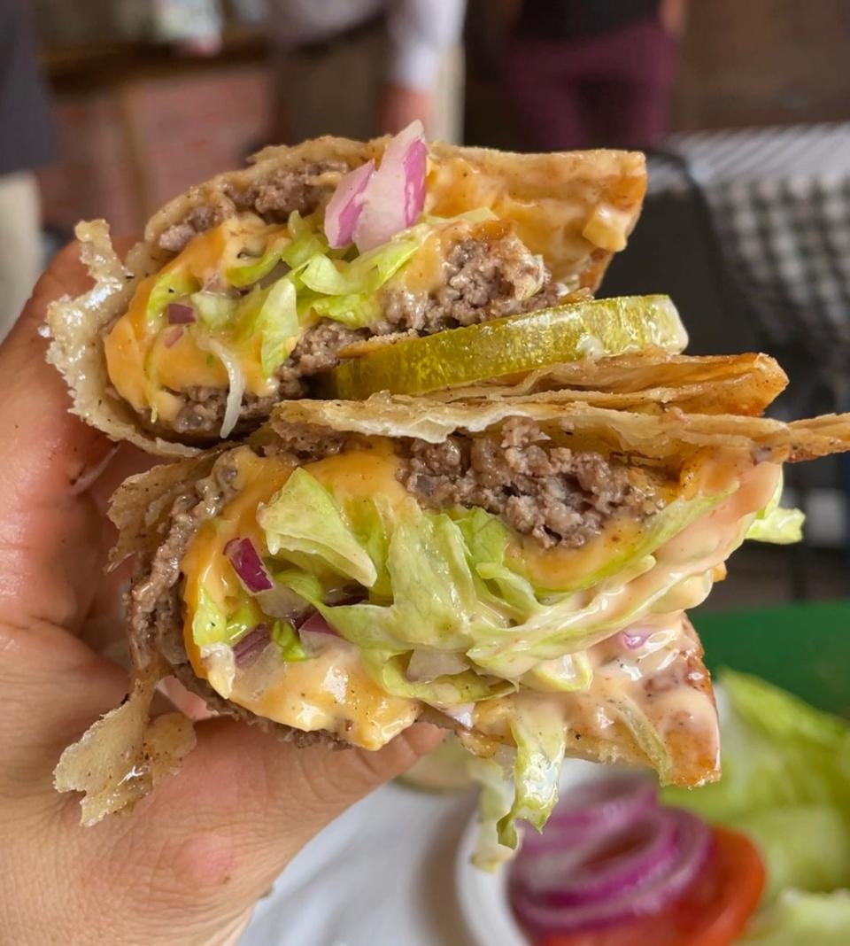 An inside view of the 'Smash Taco' at Steve's Burgers.