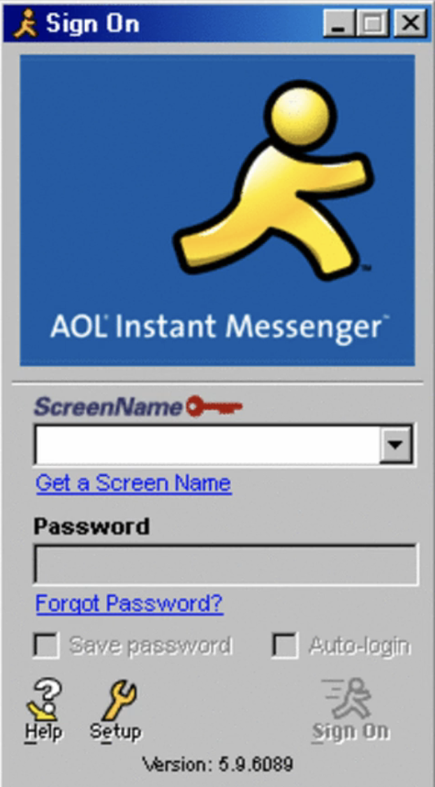 AIM sign in page