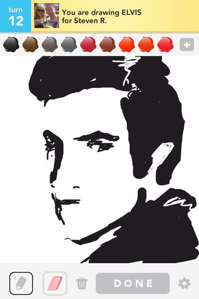 <b><p>ELVIS</p></b><br><b><p>Photo credit: <a href="http://www.facebook.com/playdrawsomething" rel="nofollow noopener" target="_blank" data-ylk="slk:OMGPOP;elm:context_link;itc:0;sec:content-canvas" class="link ">OMGPOP</a></p></b>