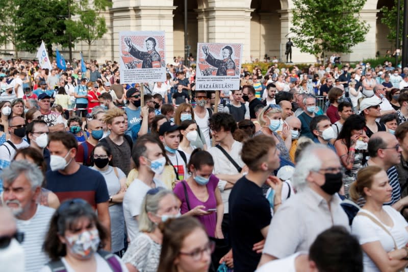 FILE PHOTO: Protest against Chinese Fudan University campus in Budapest