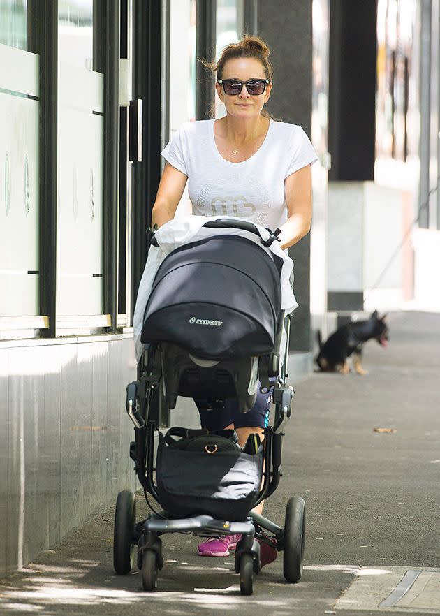 Michelle Bridges with baby Axel. Photo: Getty Images.