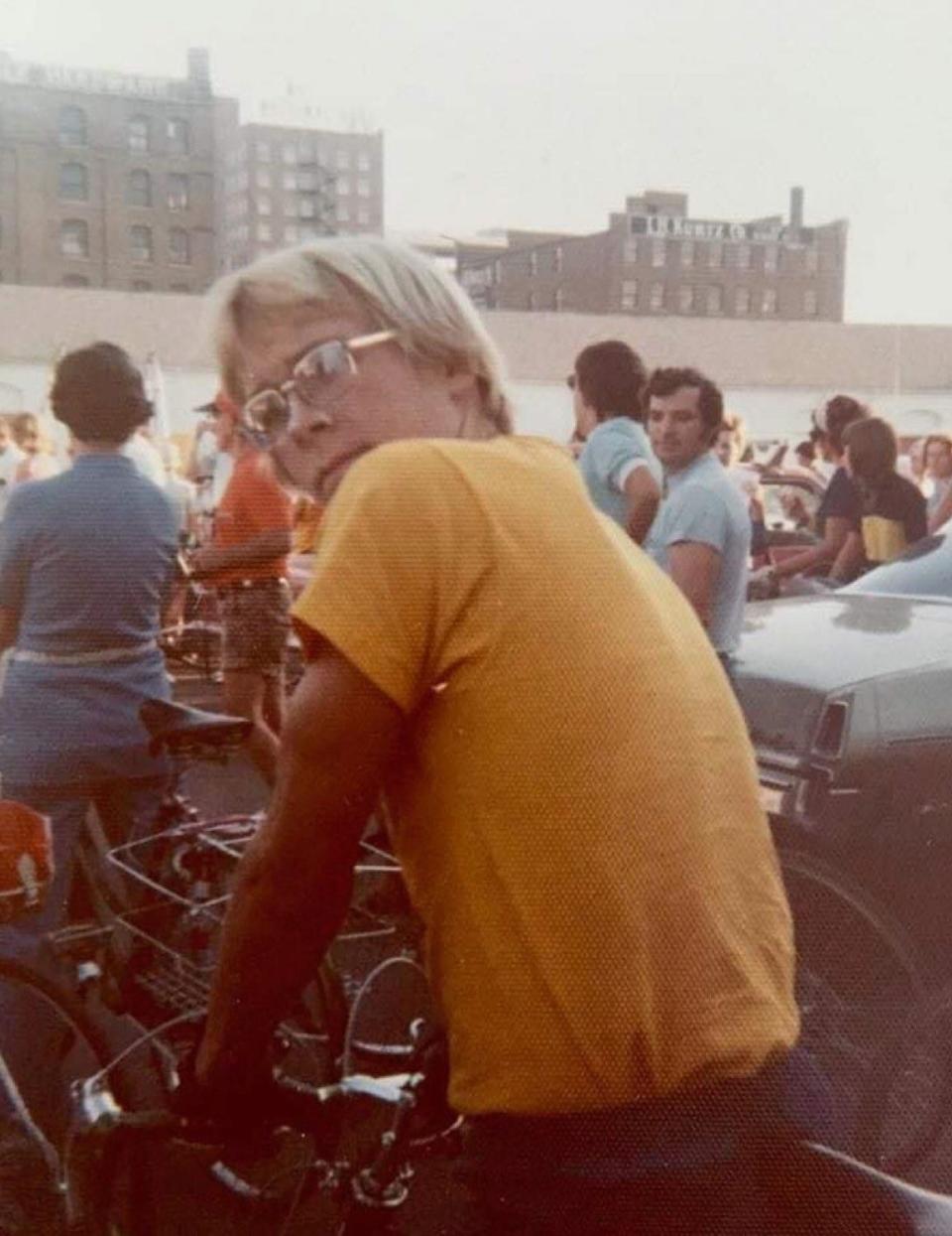 Kent Williams at the start of he Great Six-Day Bicycle RIde in 1973, the initial edition of what is now the Register's Annual Great Bicycle Ride Across Iowa, photographed by his mother, Shirley.