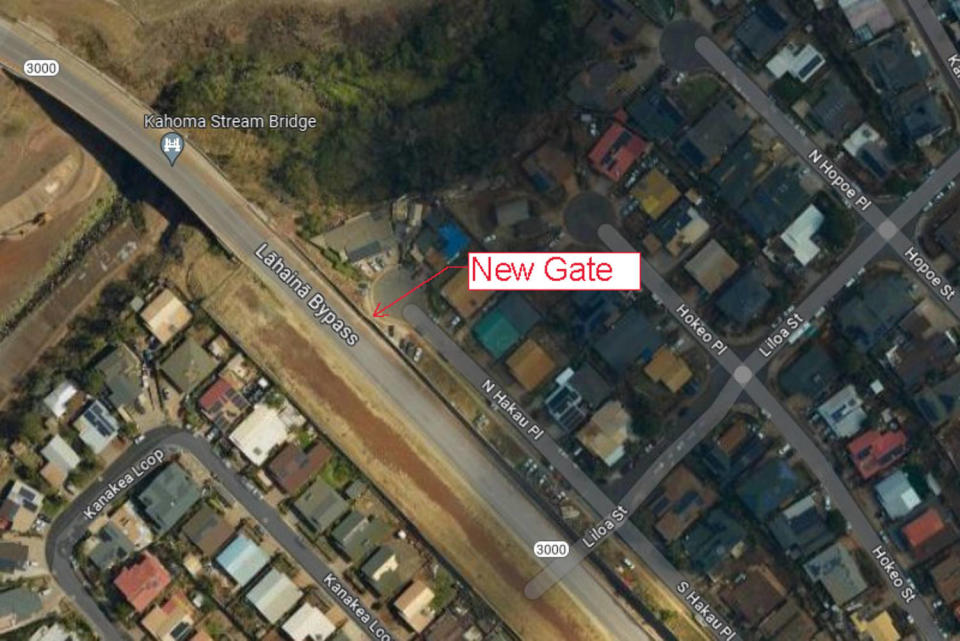 An access gate is planned for the Kelawea Mauka neighborhood. (Hawaii Department of Transportation)