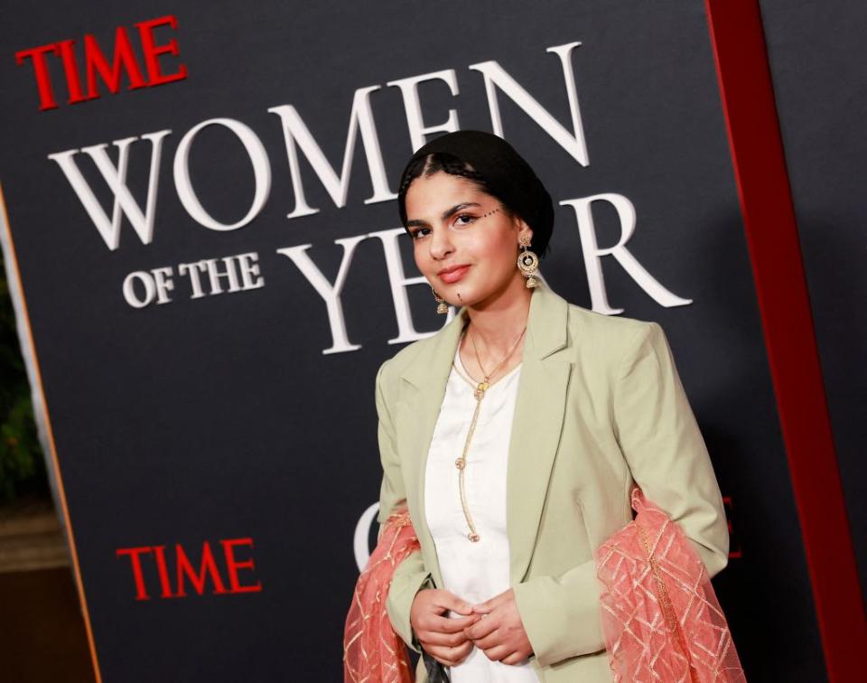 Pakistani environmentalist Ayisha Siddiqa arrives for the Time Magazine 2nd annual Women of the Year Gala in Los Angeles.<span class="copyright">Michael Tran—AFP/Getty Images</span>