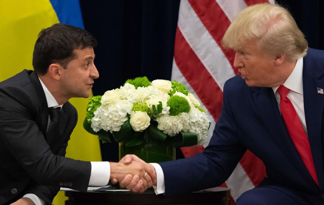 Mr Trump has always insisted his dealings with Volodymyr Zelensky were 'beautiful': Getty