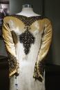 <p>Katharine Hepburn opted for an unusually ornate gown to say her vows in for her wedding to Ludlow Ogden Smith in 1928. The cream colored velvet dress with v-neck embroidery was auctioned off in 2004, amongst other items from her estate.</p>