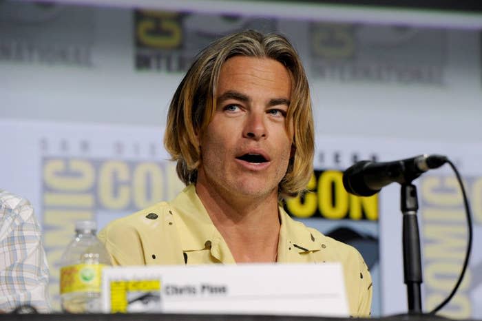 Chris Pine speaks onstage at the "Dungeons & Dragons: Honor Among Thieves" panel