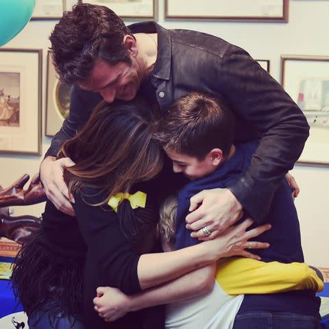 <p>Mariska Hargitay/Instagram</p> Mariska Hargitay and Peter Hermann share a hug with their kids