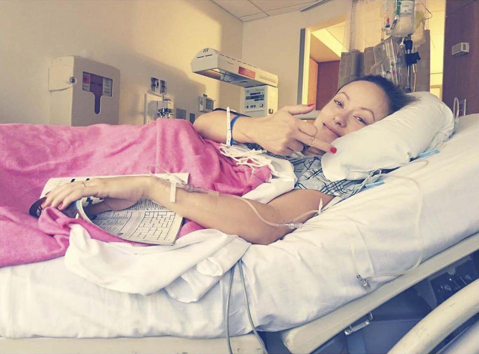 AND OLIVIA WILDE WAITING IN HER DELIVERY ROOM, RIGHT BEFORE 'THE DRUGS KICKED IN'