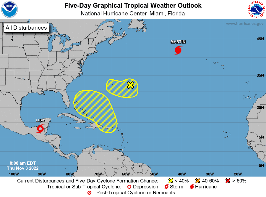 Tropical conditions 8 a.m. Nov. 3, 2022.