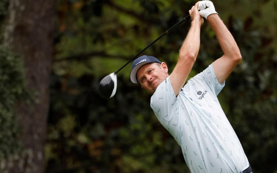 Augusta National Golf Club - Augusta, Georgia, U.S. - April 8, 2021 England's Justin Rose hits his tee shot on the 15th hole during the first round - MIKE SEGAR /REUTERS 