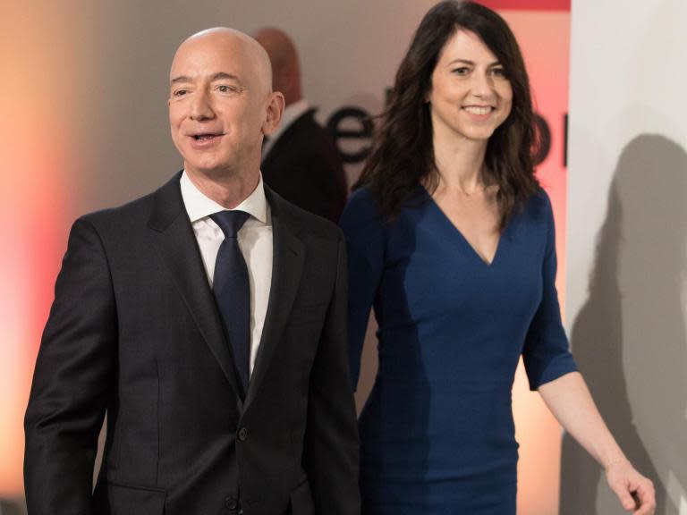 Jeff Bezos, founder and CEO of Amazon, has had his divorce from his wife of 25 years finalised with a $38bn (£30bn) settlement. Mackenzie Bezos was awarded 4 per cent of the online retailer’s outstanding stock, totalling 19.7 million shares, Bloomberg reported.Ms Bezos has also allocated voting powers of her shares to her former husband “to support his continued contributions with the teams of these incredible companies", she said in a tweet in April.The Amazon founder, who also owns The Washington Post, retains a 12 per cent state in the company. He was awarded 75 per cent of the couple’s joint stock, worth $114.8bn, and remains the world’s richest person.Ms Bezos joined the Giving Pledge with her new fortune, an initiative started by Warren Buffet and Bill Gates in 2010, where signatories give half their money to charity. Her former husband has historically refused to join the pledge.