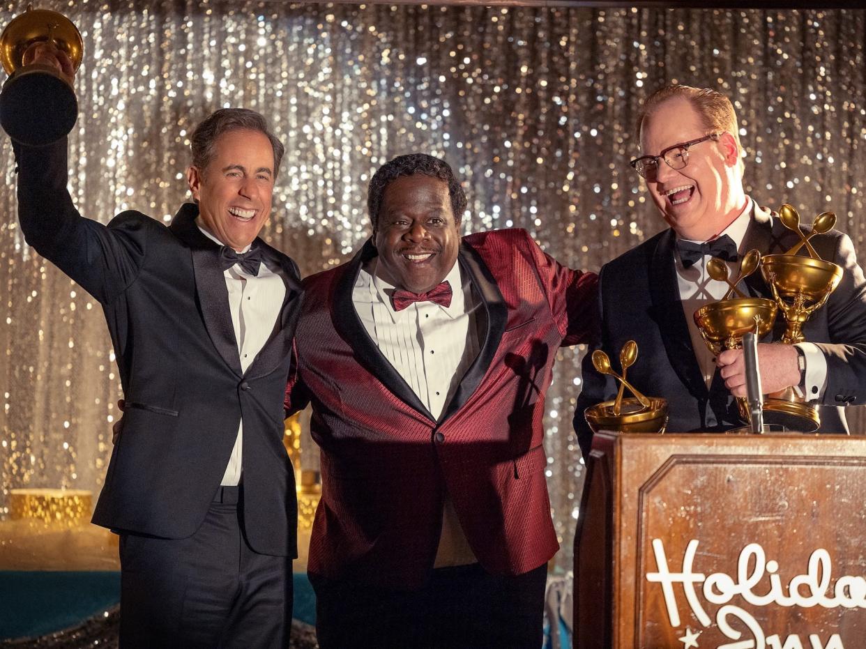 Jerry Seinfeld (Director) as Bob Cabana, Cedric The Entertainer as Stu Smiley and Jim Gaffigan as Edsel Kellogg III in "Unfrosted."