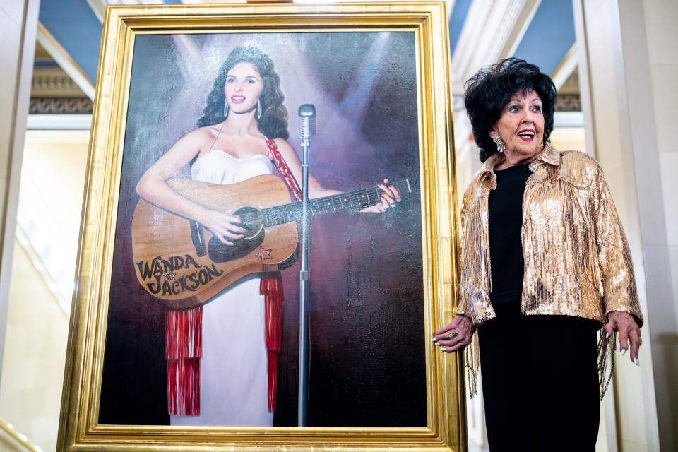 A portrait of Wanda Jackson revealed Wednesday will be displayed at the Oklahoma Capitol.